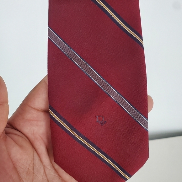 CHRISTIAN DIOR Vintage Men’s Neck Tie OS Red - Picture 3 of 5